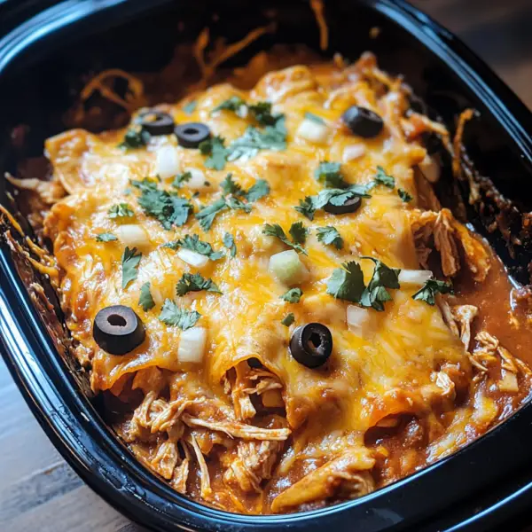 Slow Cooker Chicken Enchilada Casserole
