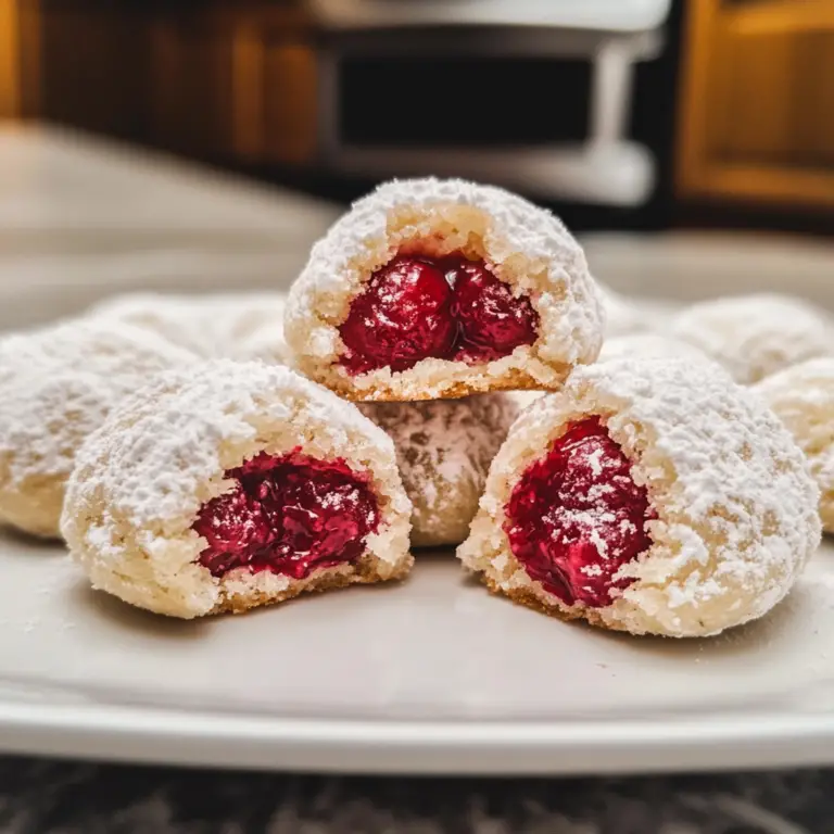 Raspberry Filled Almond Snowball Cookies - Whisked Recipe